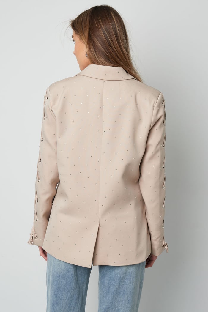 Blazer in pietra con maniche allacciate - beige Immagine4